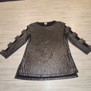 Anne Klein Blouse Women's Shiny Black Size Small